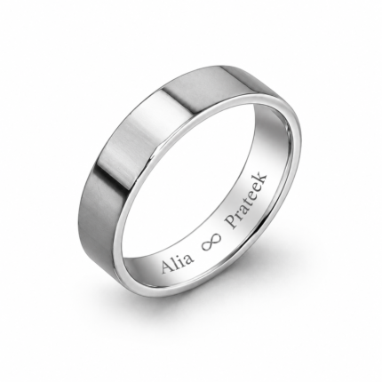 925 Sterling Silver Hidden Text Engraved Flat Band Ring